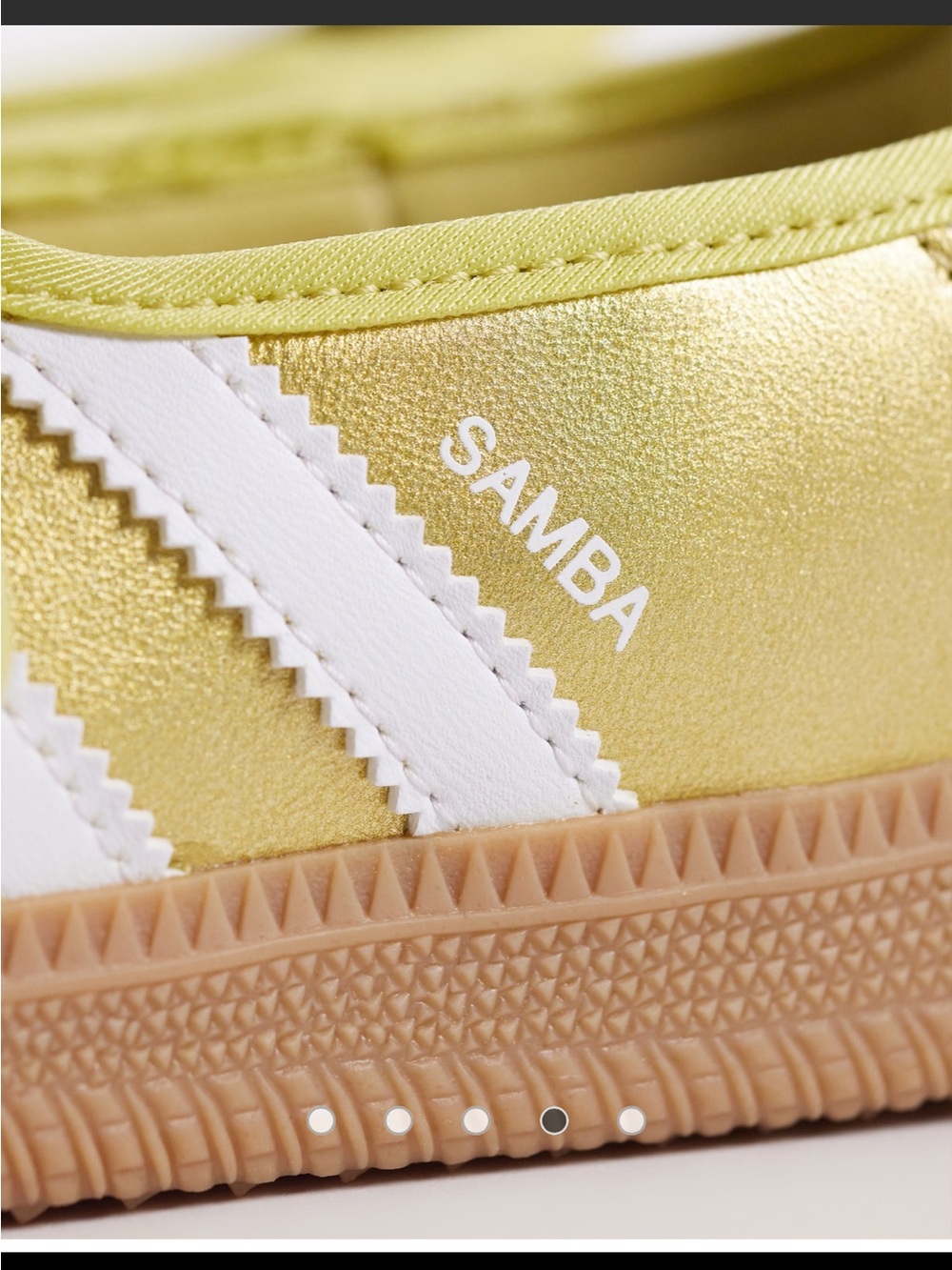 adidas Samba Metallic Gold and White Sneakers - Picture 3 of 6